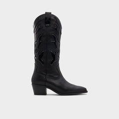 Aldo Nebraska Black Women's Western - Mid-calf western boot, Block heel
