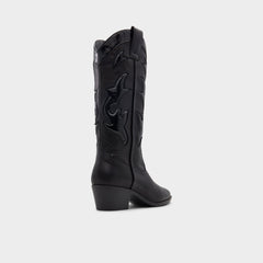 Aldo Nebraska Black Women's Western - Mid-calf western boot, Block heel