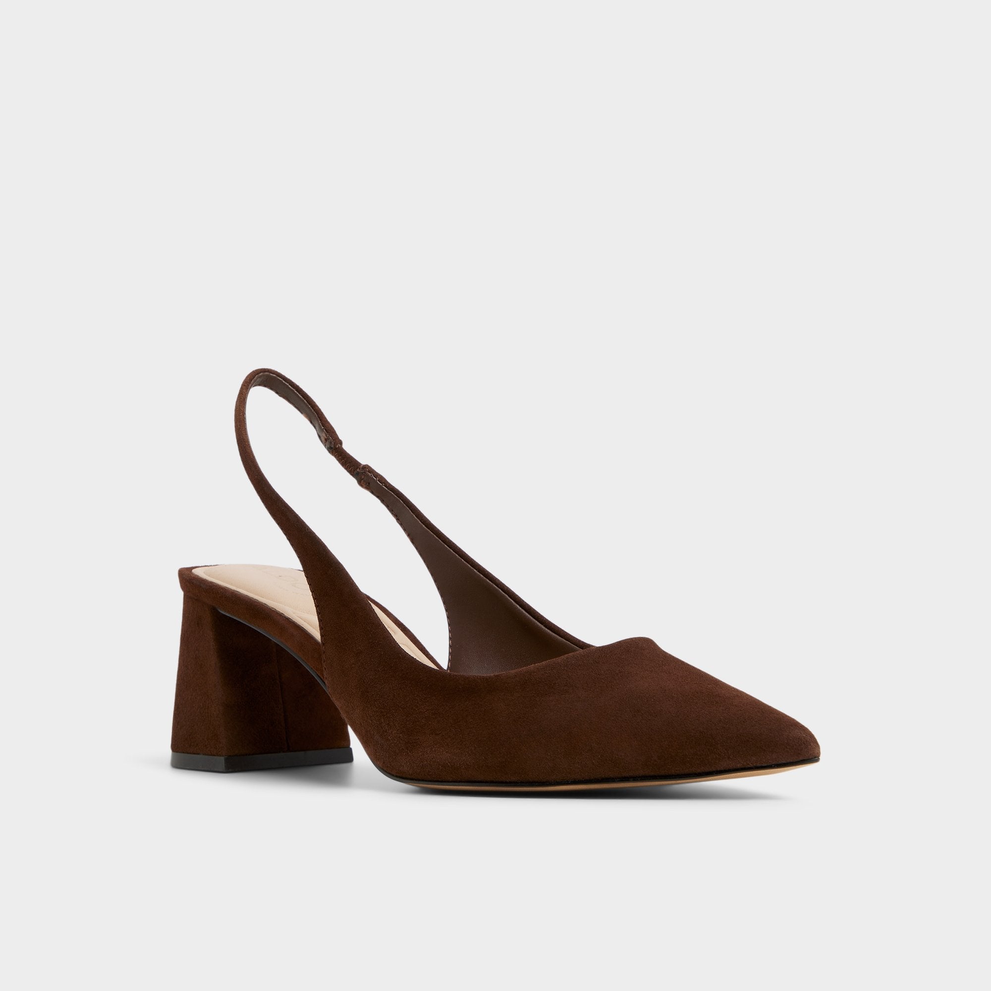 Aldo Uliana in Dark Brown - Slingback heel, Block heel