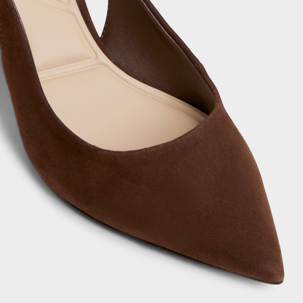 Aldo Uliana in Dark Brown - Slingback heel, Block heel
