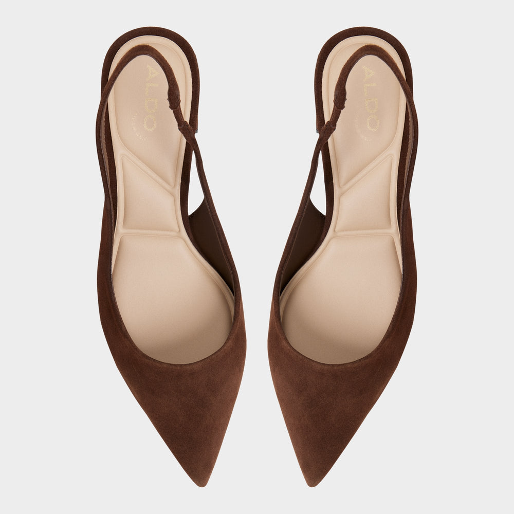 Aldo Uliana in Dark Brown - Slingback heel, Block heel