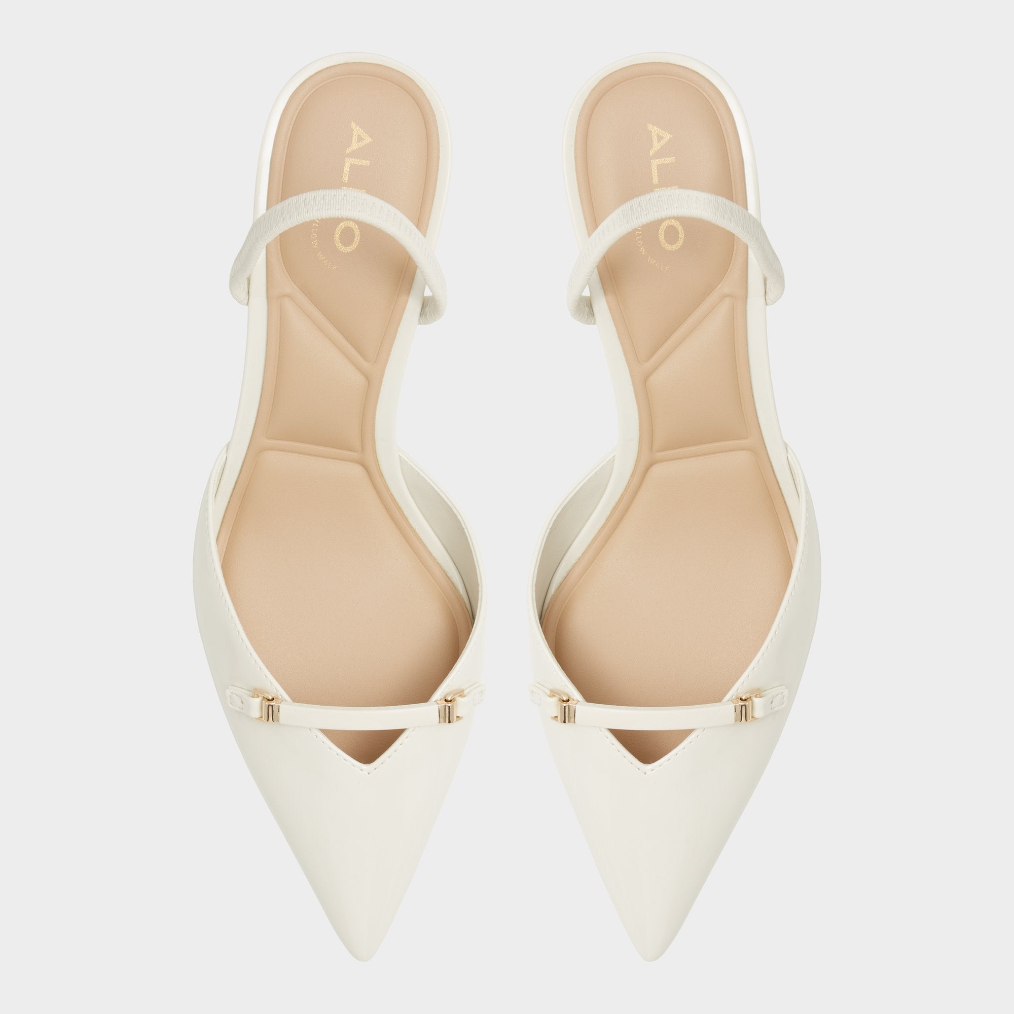 Aldo Nailah White/Bone Women's Kitten heels - Slingback heel, Kitten heel