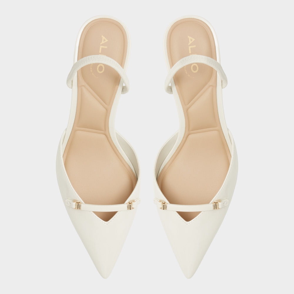 Aldo Nailah White/Bone Women's Kitten heels - Slingback heel, Kitten heel