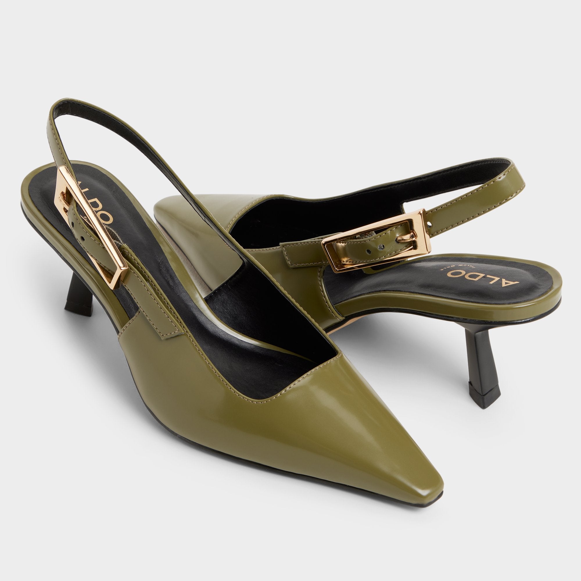 Aldo Nealie in Khaki 14139074 - Slingback heel, Kitten heel
