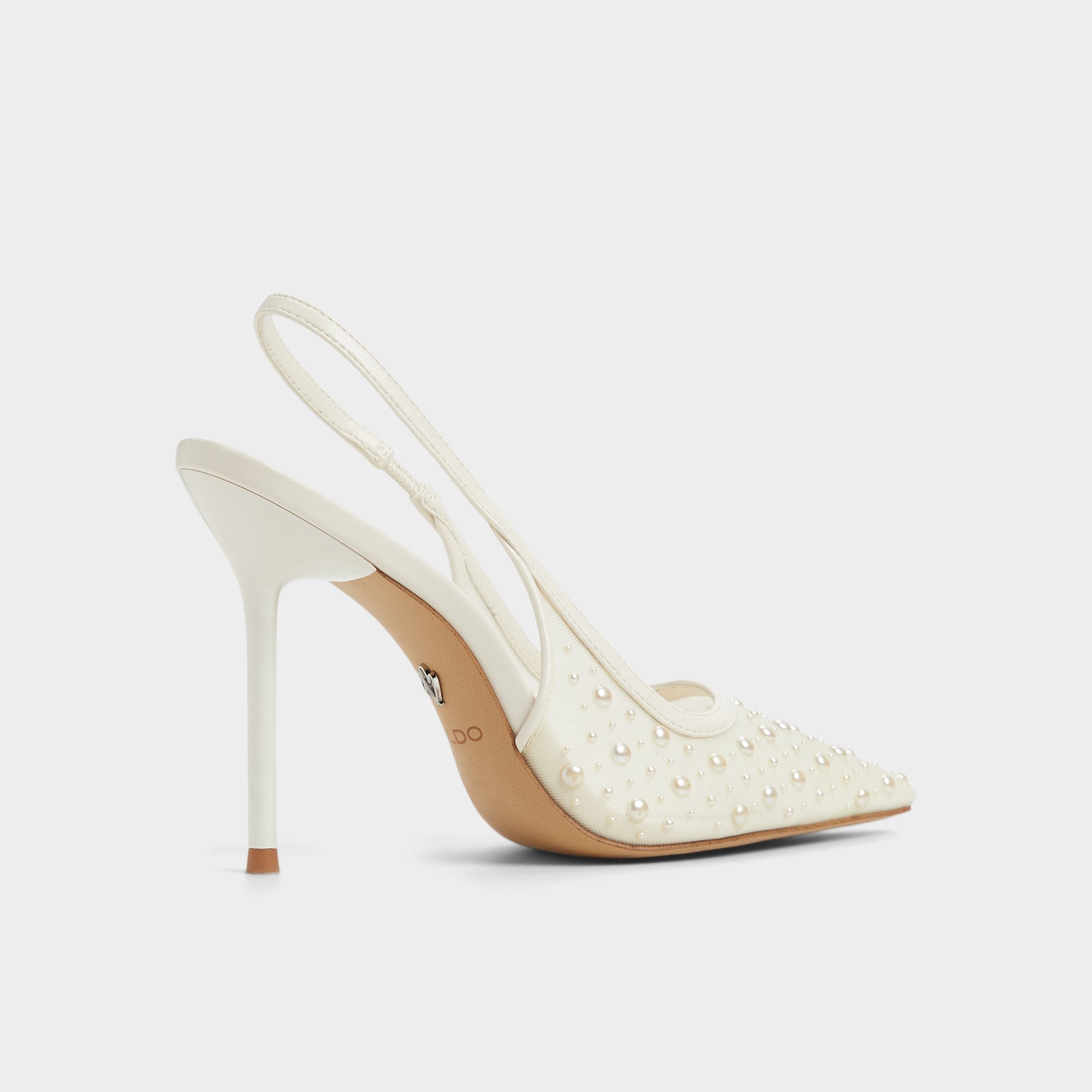 Aldo Pearlescent Other White Textile Mesh Women's Slingbacks - Slingback heel