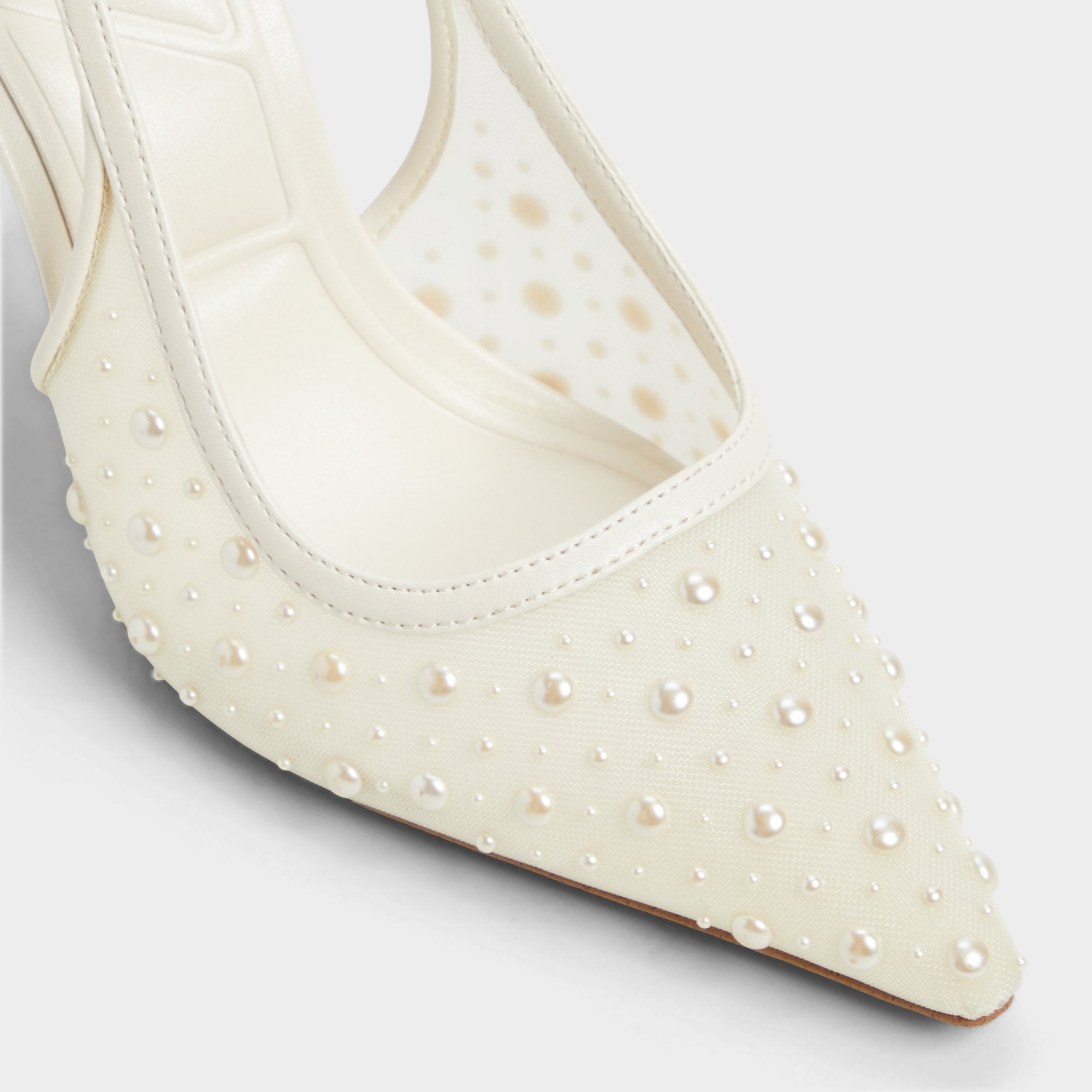 Aldo Pearlescent Other White Textile Mesh Women's Slingbacks - Slingback heel