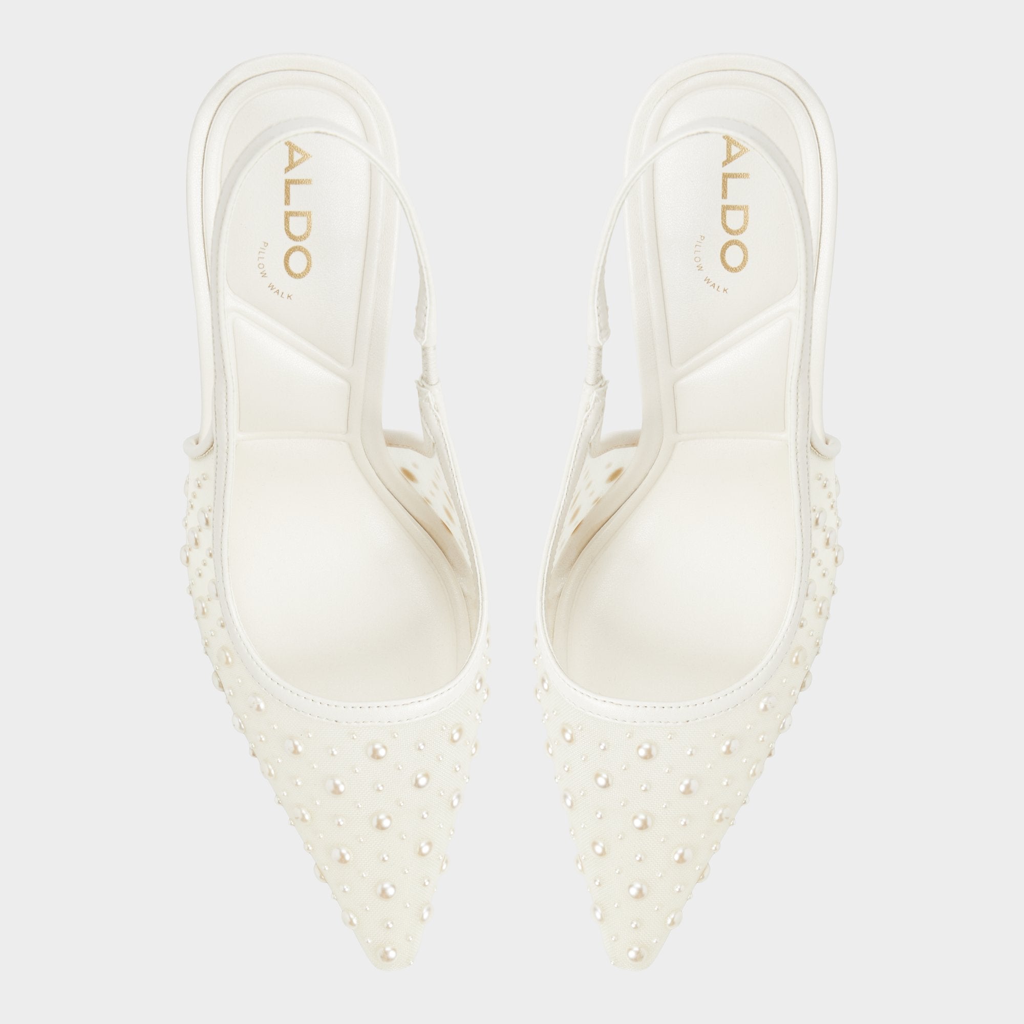 Aldo Pearlescent Other White Textile Mesh Women's Slingbacks - Slingback heel