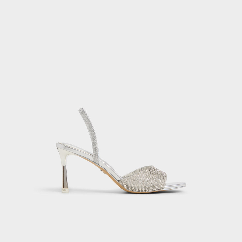 Aldo Andyana Silver Women's Strappy sandals - Slingback heeled sandal, Stiletto heel