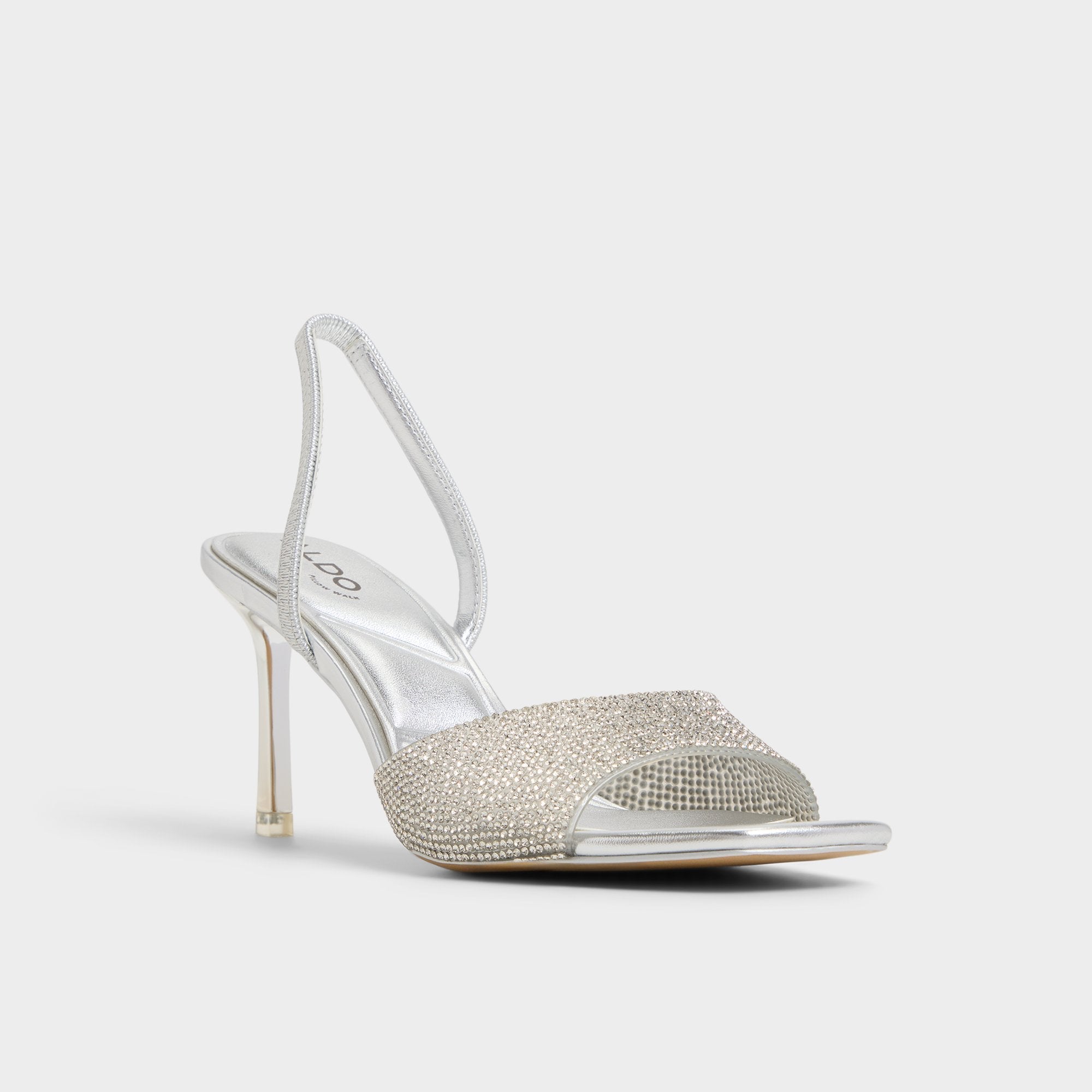 Aldo Andyana Silver Women's Strappy sandals - Slingback heeled sandal, Stiletto heel