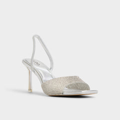 Aldo Andyana Silver Women's Strappy sandals - Slingback heeled sandal, Stiletto heel