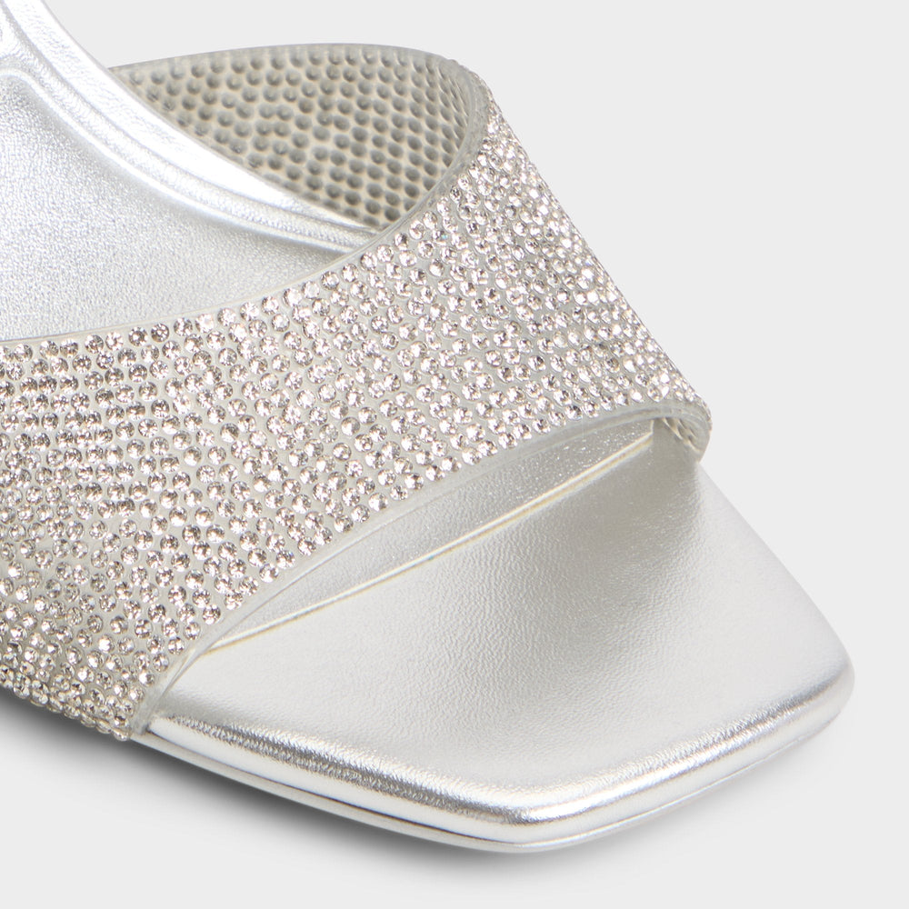 Aldo Andyana Silver Women's Strappy sandals - Slingback heeled sandal, Stiletto heel
