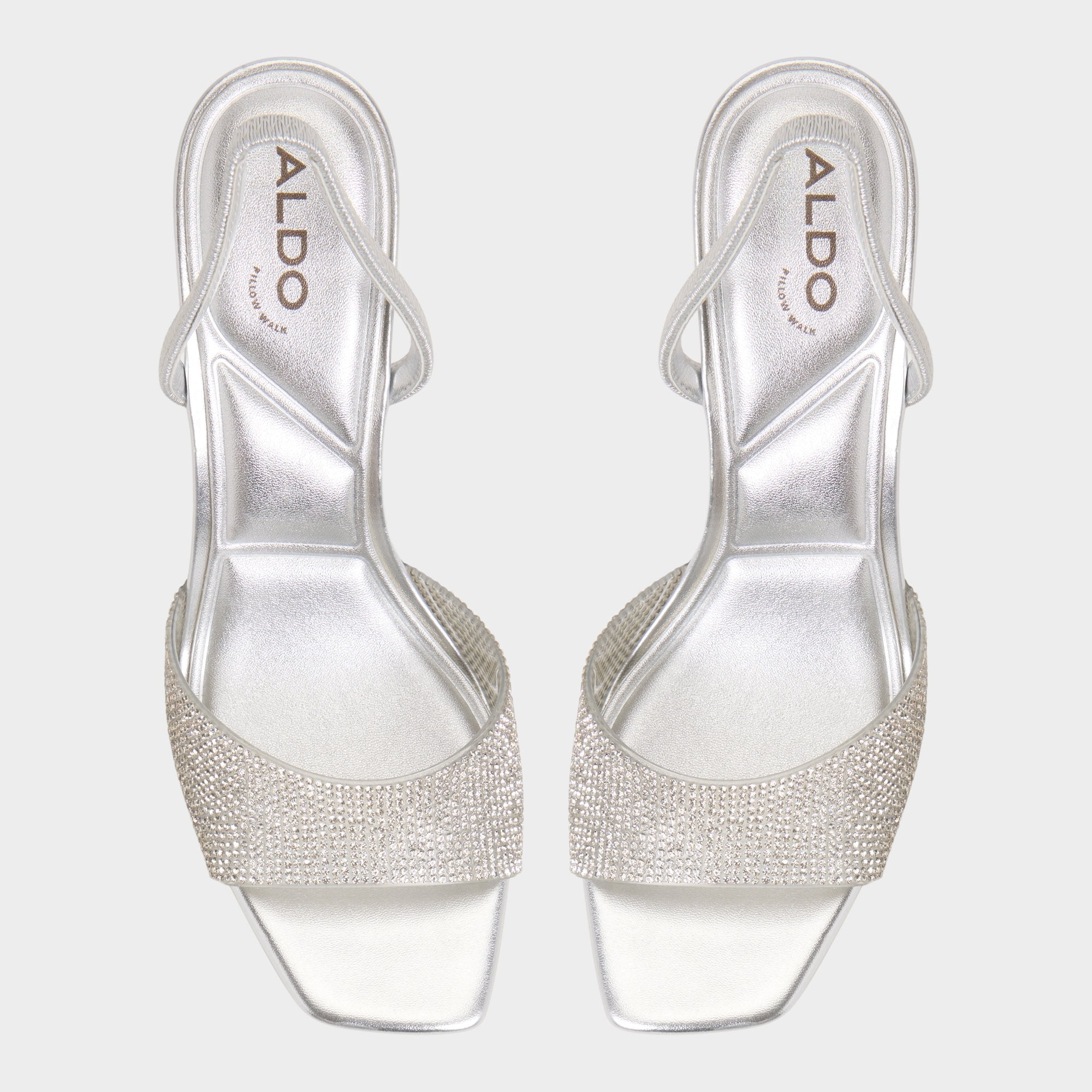 Aldo Andyana Silver Women's Strappy sandals - Slingback heeled sandal, Stiletto heel