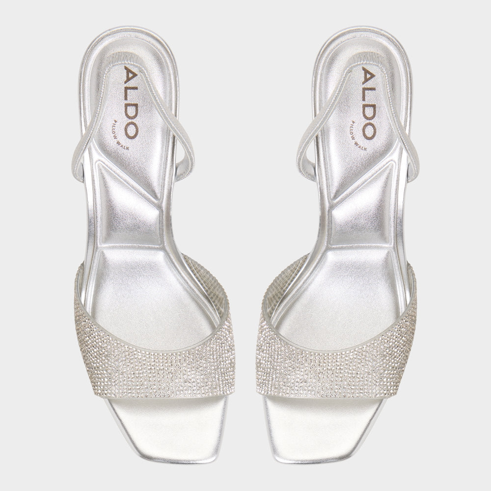 Aldo Andyana Silver Women's Strappy sandals - Slingback heeled sandal, Stiletto heel