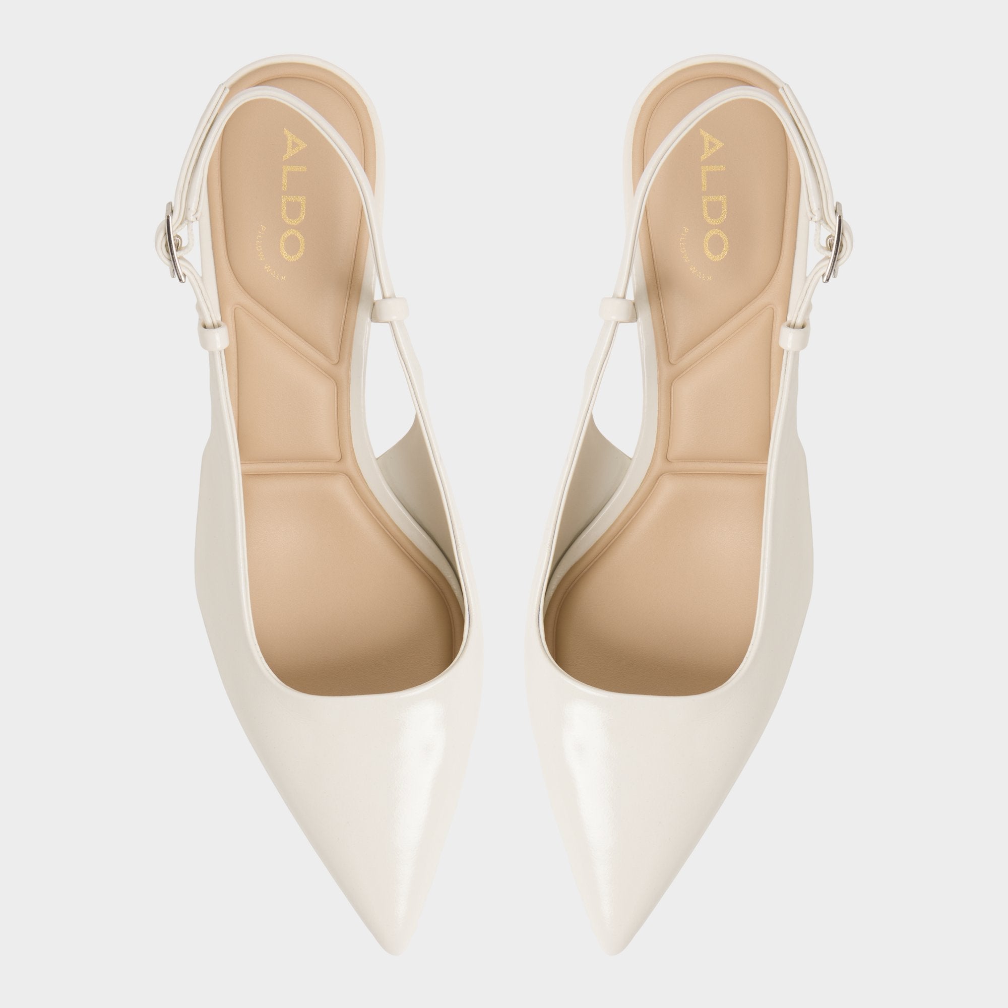 Aldo Adan in White Bone - Slingback heel, Kitten heel