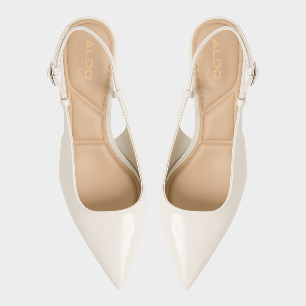 Aldo Adan in White Bone - Slingback heel, Kitten heel