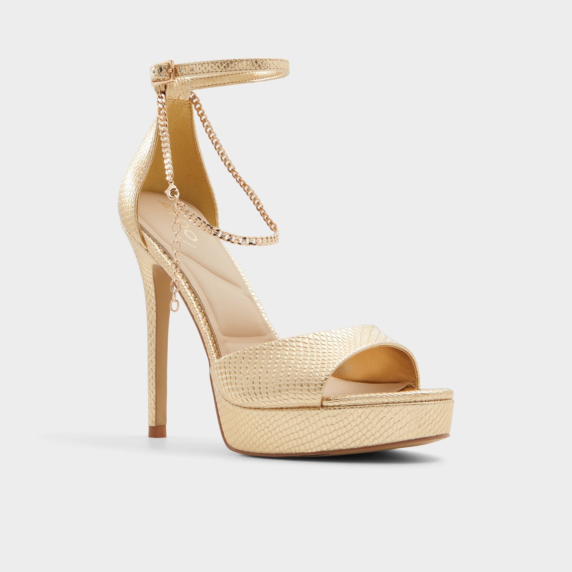 Aldo Afumeth Gold Women's Platform sandals - Strappy heeled sandal, Stiletto platform
