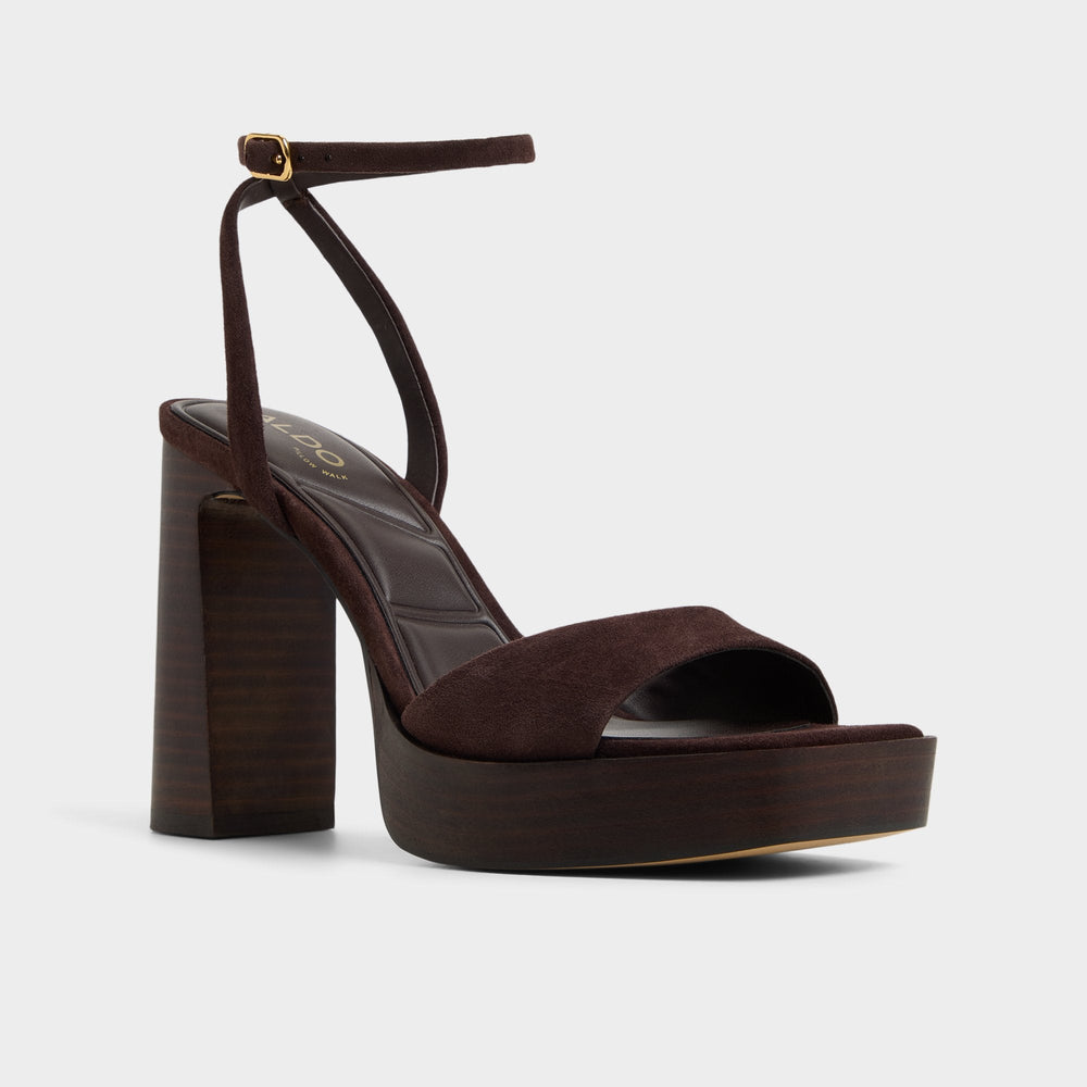 Aldo Lothon Dark Brown Women's Platform sandals - Strappy heeled sandal, Platform