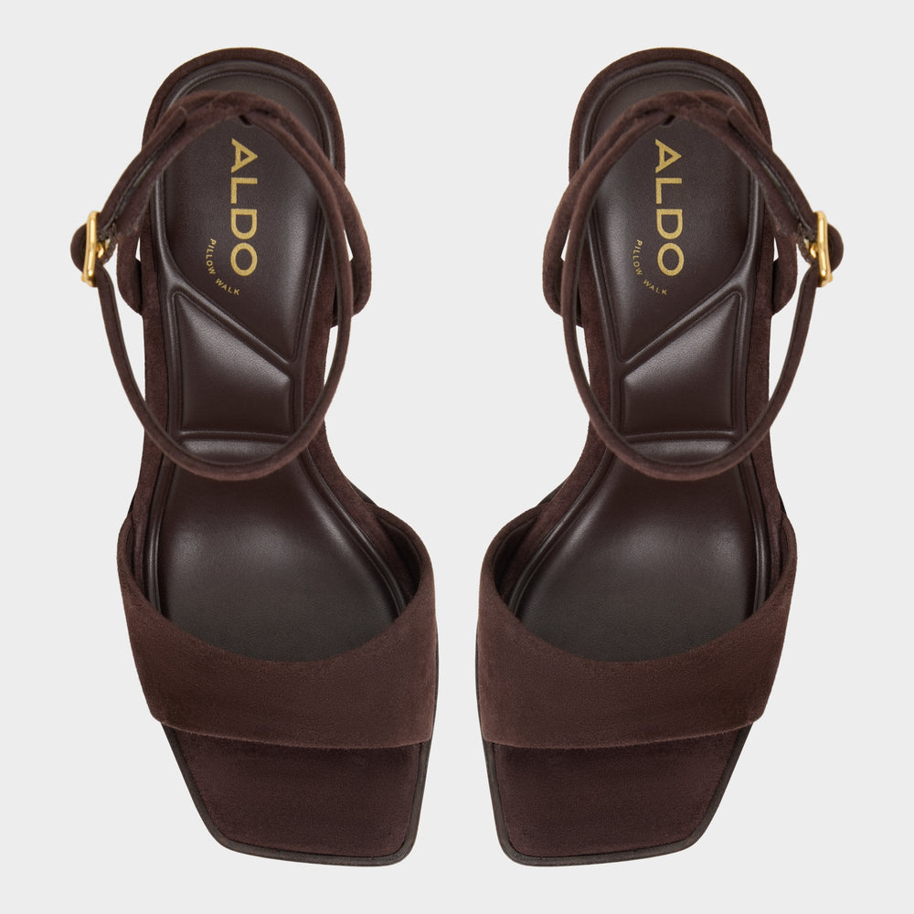 Aldo Lothon Dark Brown Women's Platform sandals - Strappy heeled sandal, Platform