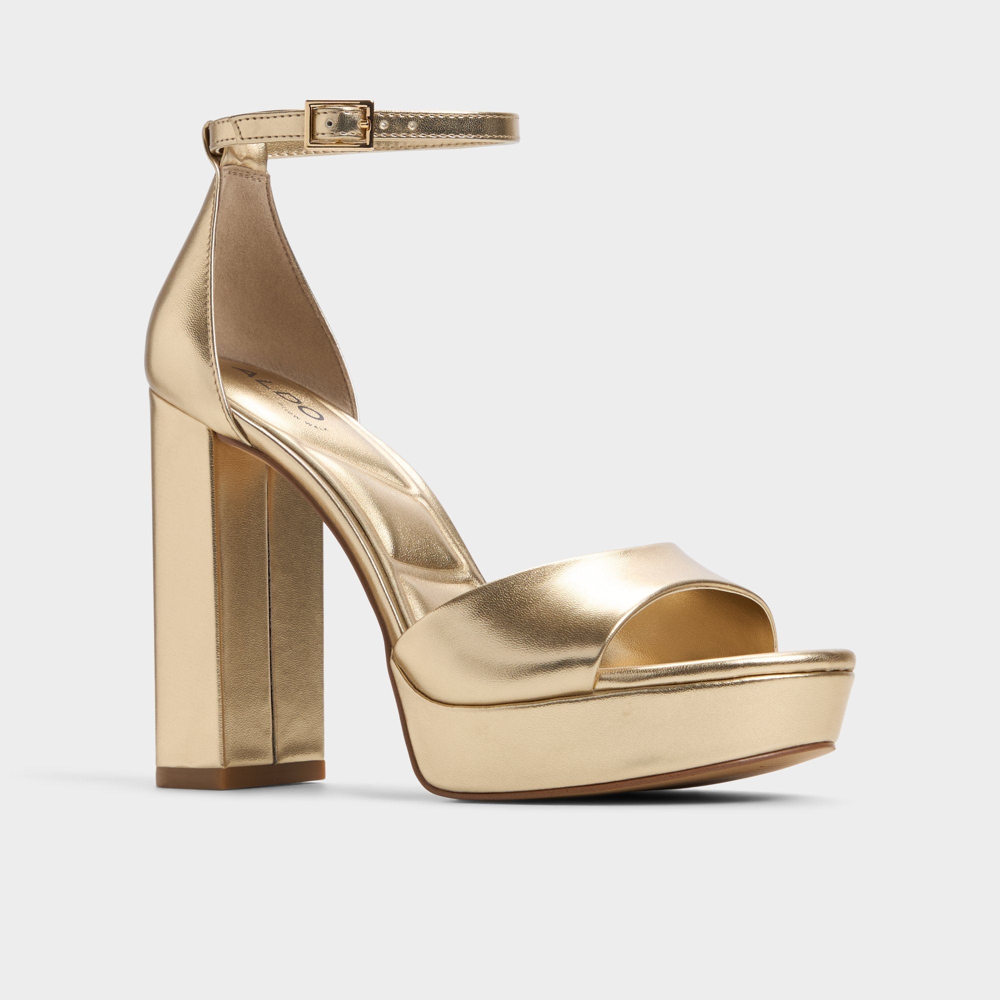 Aldo Enaegyn 2.0 in Gold - Strappy heeled sandal, Platform