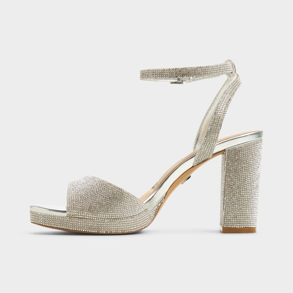 Aldo Alluring Silver Women's Iridescent metallics - Strappy heeled sandal, Platform
