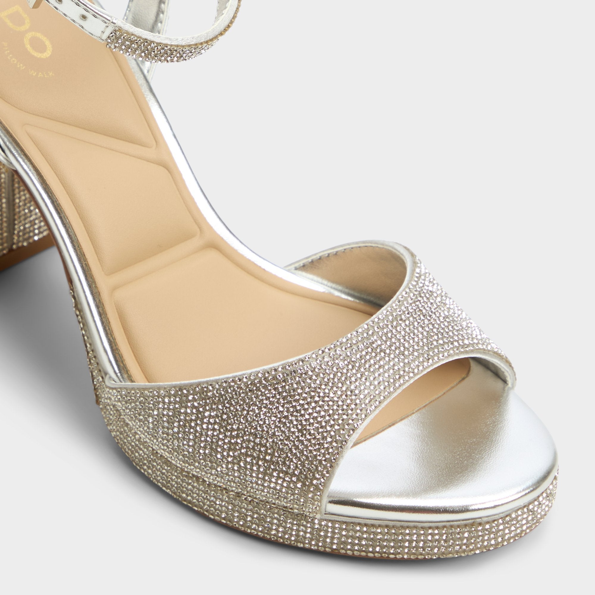 Aldo Alluring Silver Women's Iridescent metallics - Strappy heeled sandal, Platform