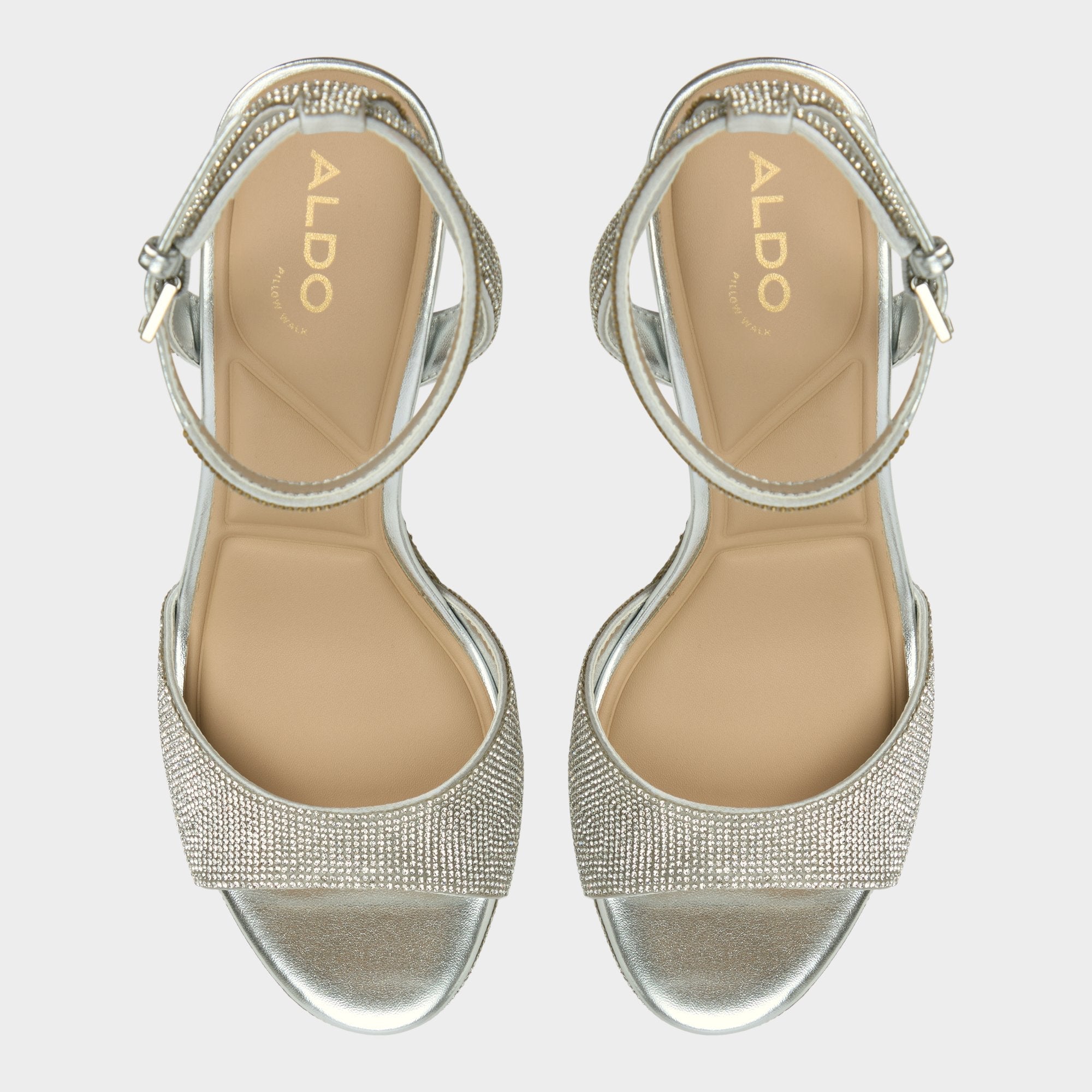 Aldo Alluring Silver Women's Iridescent metallics - Strappy heeled sandal, Platform