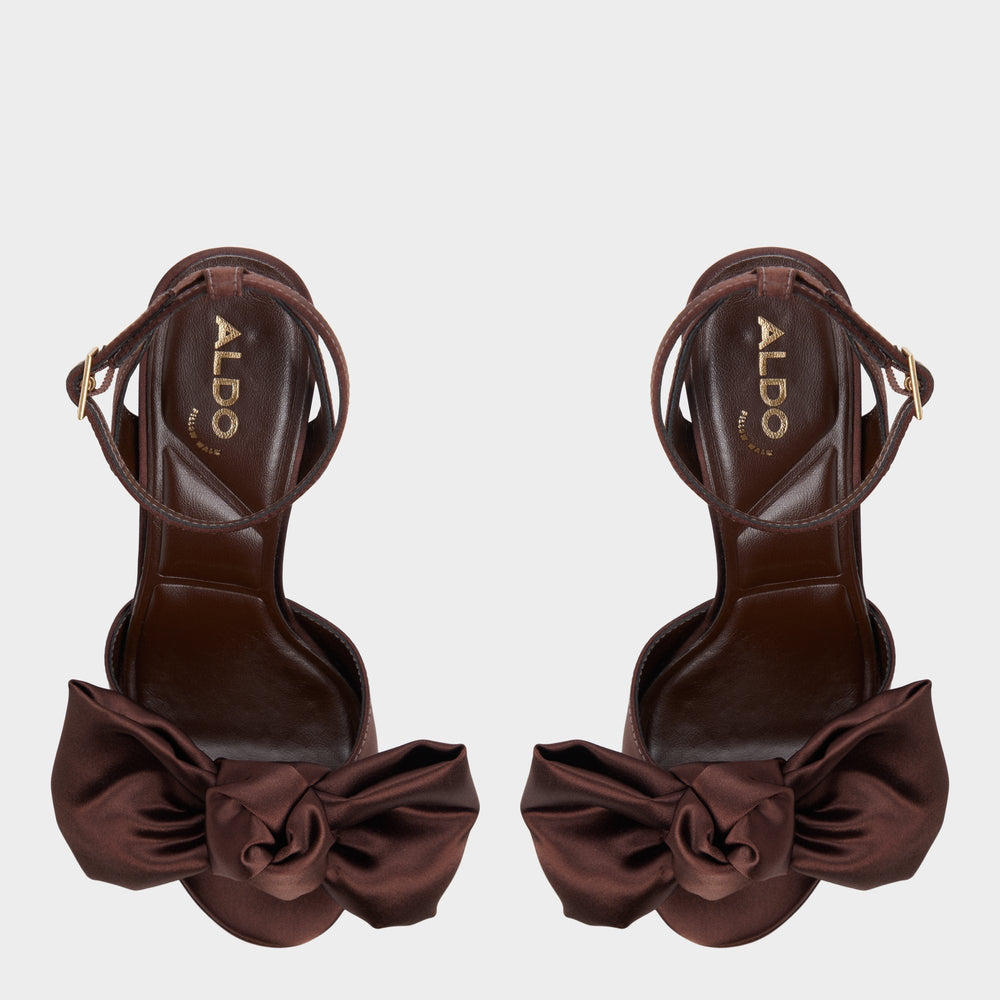 Aldo Luscious in Dark Brown - Strappy heeled sandal, Platform