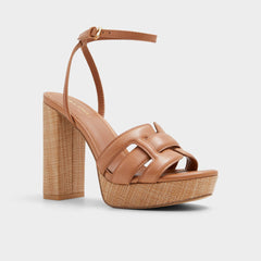 Aldo Valaberel Medium Brown Women's Platform sandals - Strappy heeled sandal, Platform