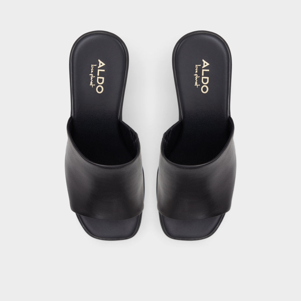 Aldo Maysee Other Black Leather Smooth Women's Mule slides - Heeled mule, Platform