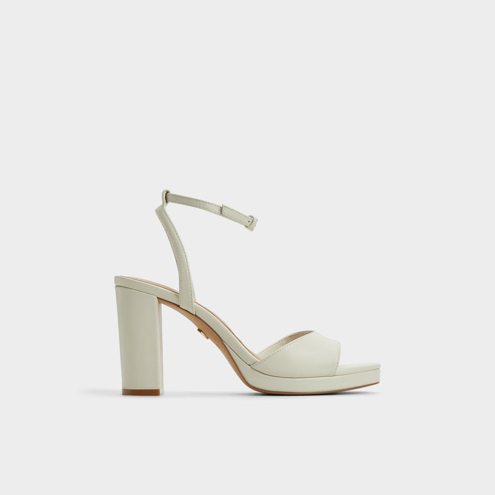 Aldo Gracious White/Bone Women's Block heels - Strappy heeled sandal, Block heel