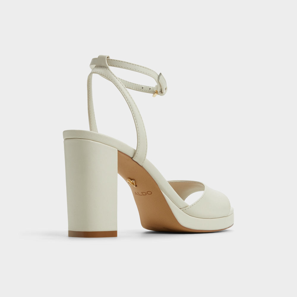 Aldo Gracious White/Bone Women's Block heels - Strappy heeled sandal, Block heel