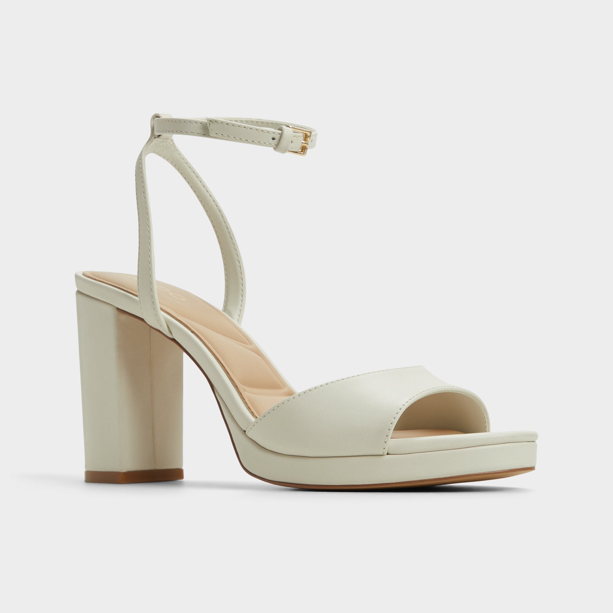 Aldo Gracious White/Bone Women's Block heels - Strappy heeled sandal, Block heel