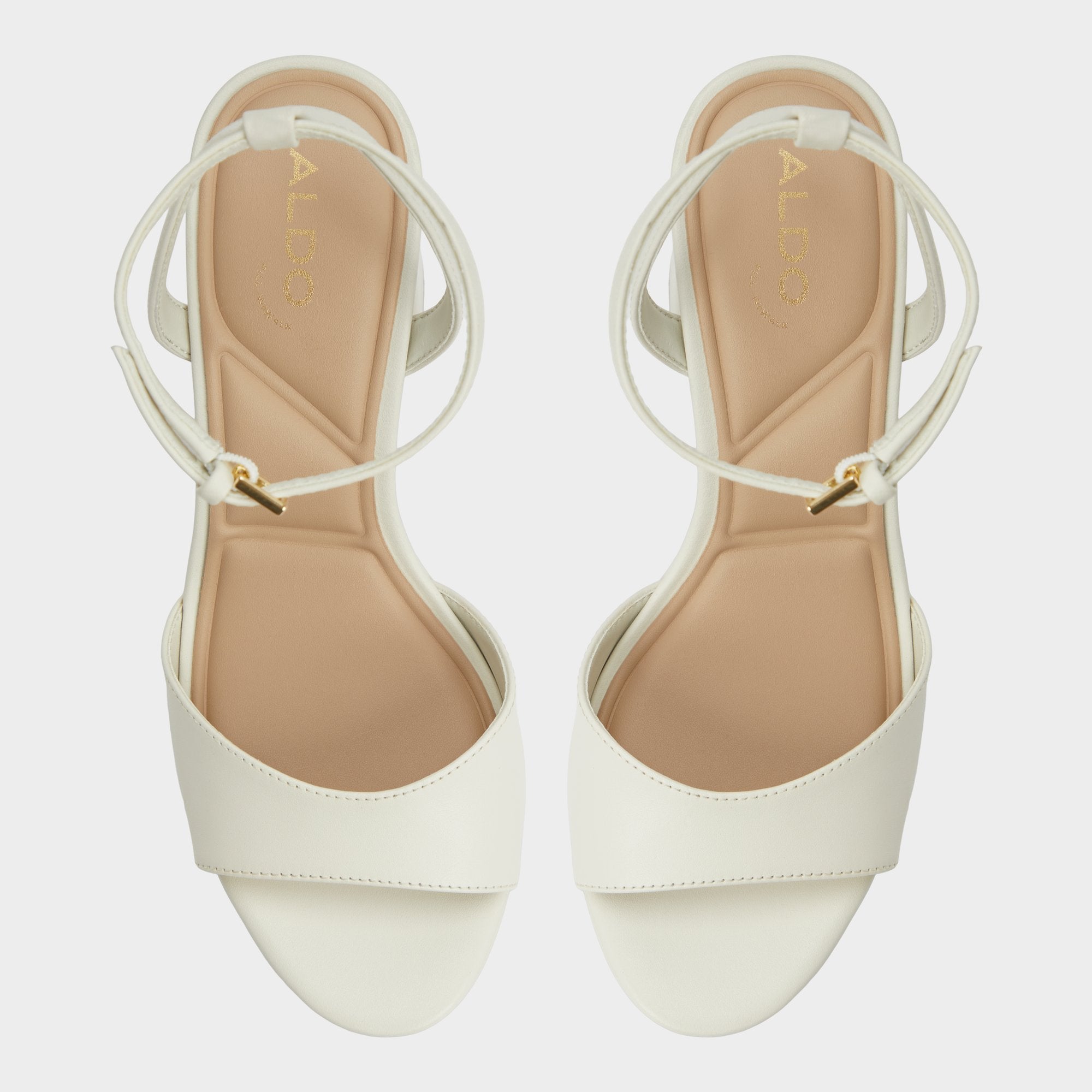 Aldo Gracious White/Bone Women's Block heels - Strappy heeled sandal, Block heel
