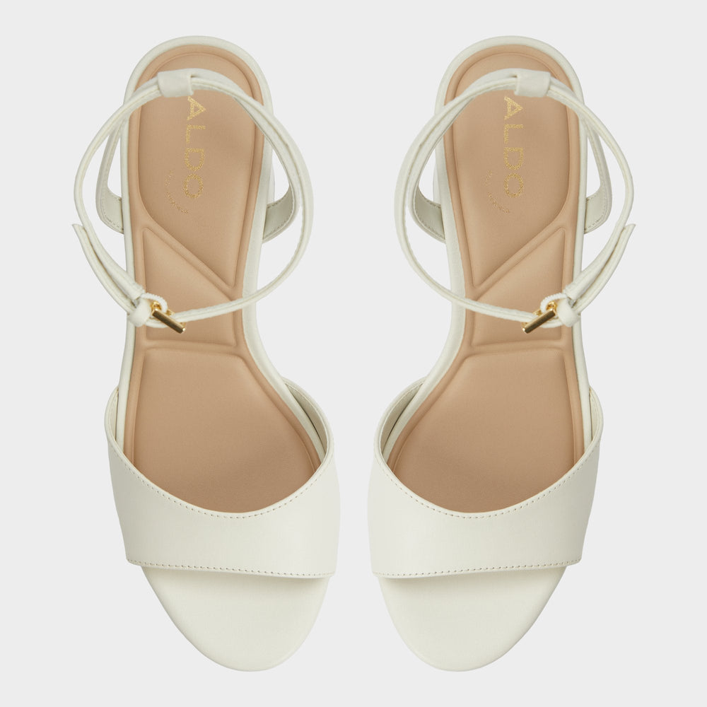 Aldo Gracious White/Bone Women's Block heels - Strappy heeled sandal, Block heel