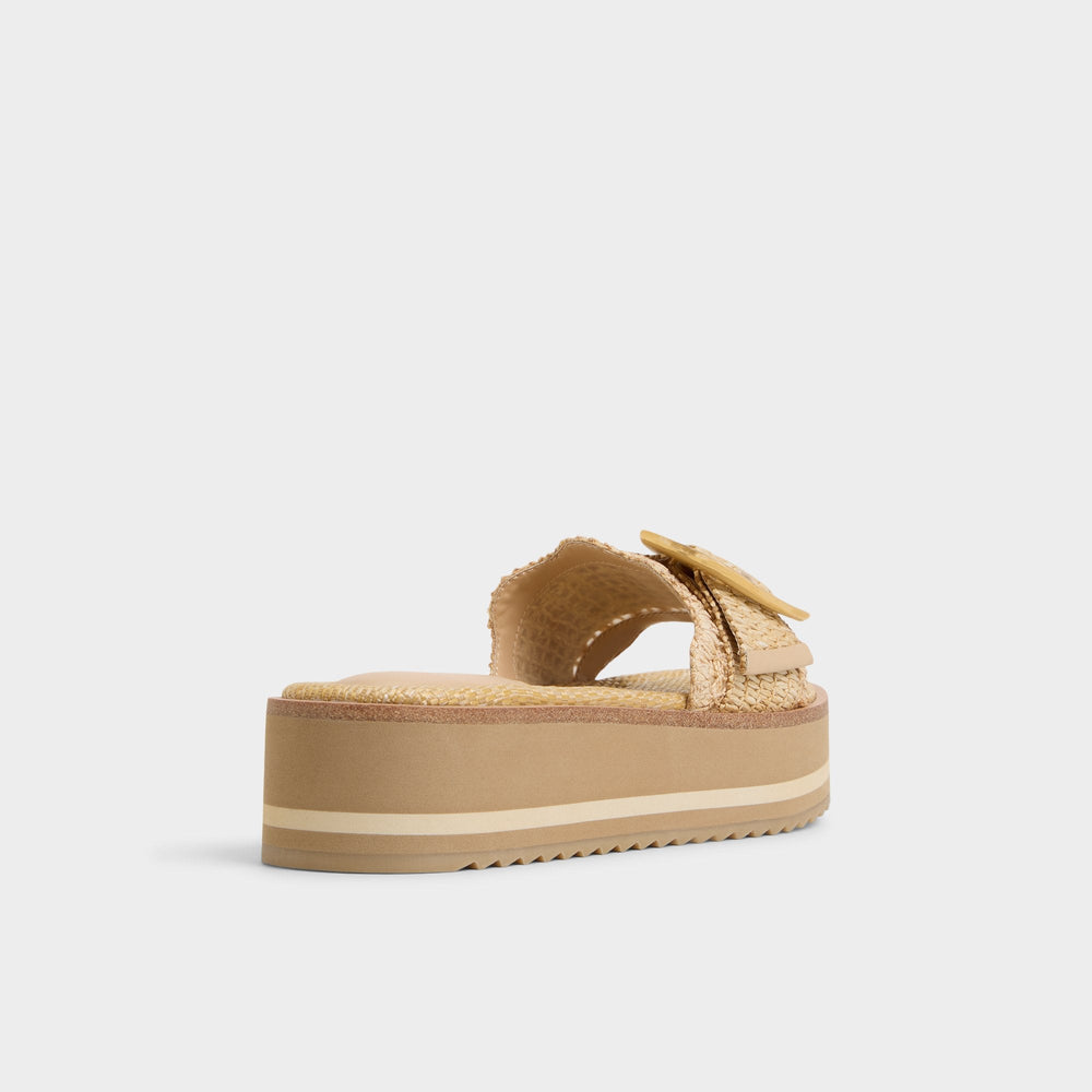 Aldo Wavynelly Light Beige Women's Flats - Slide sandal, Platform