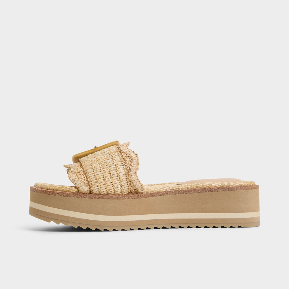 Aldo Wavynelly Light Beige Women's Flats - Slide sandal, Platform