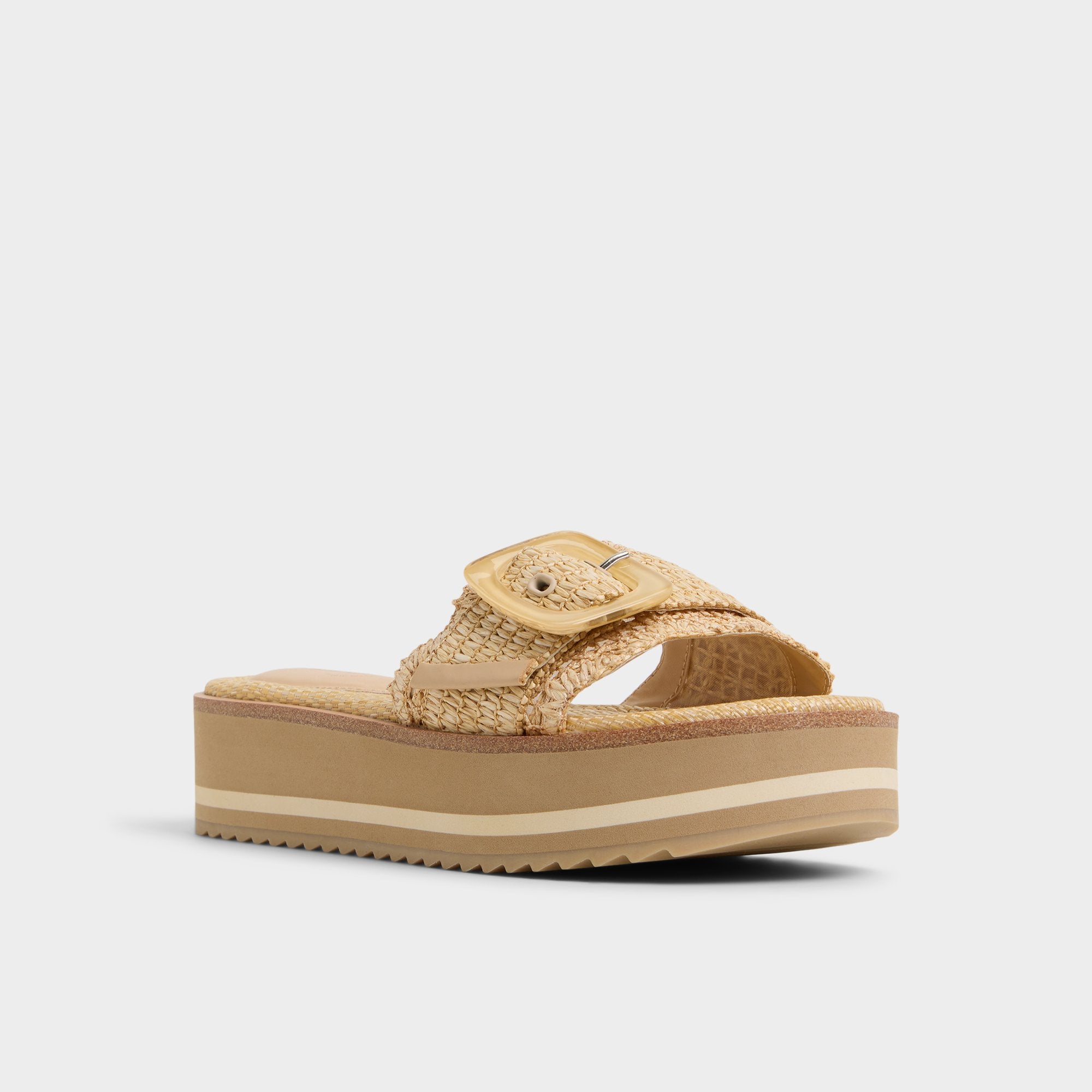 Aldo Wavynelly Light Beige Women's Flats - Slide sandal, Platform