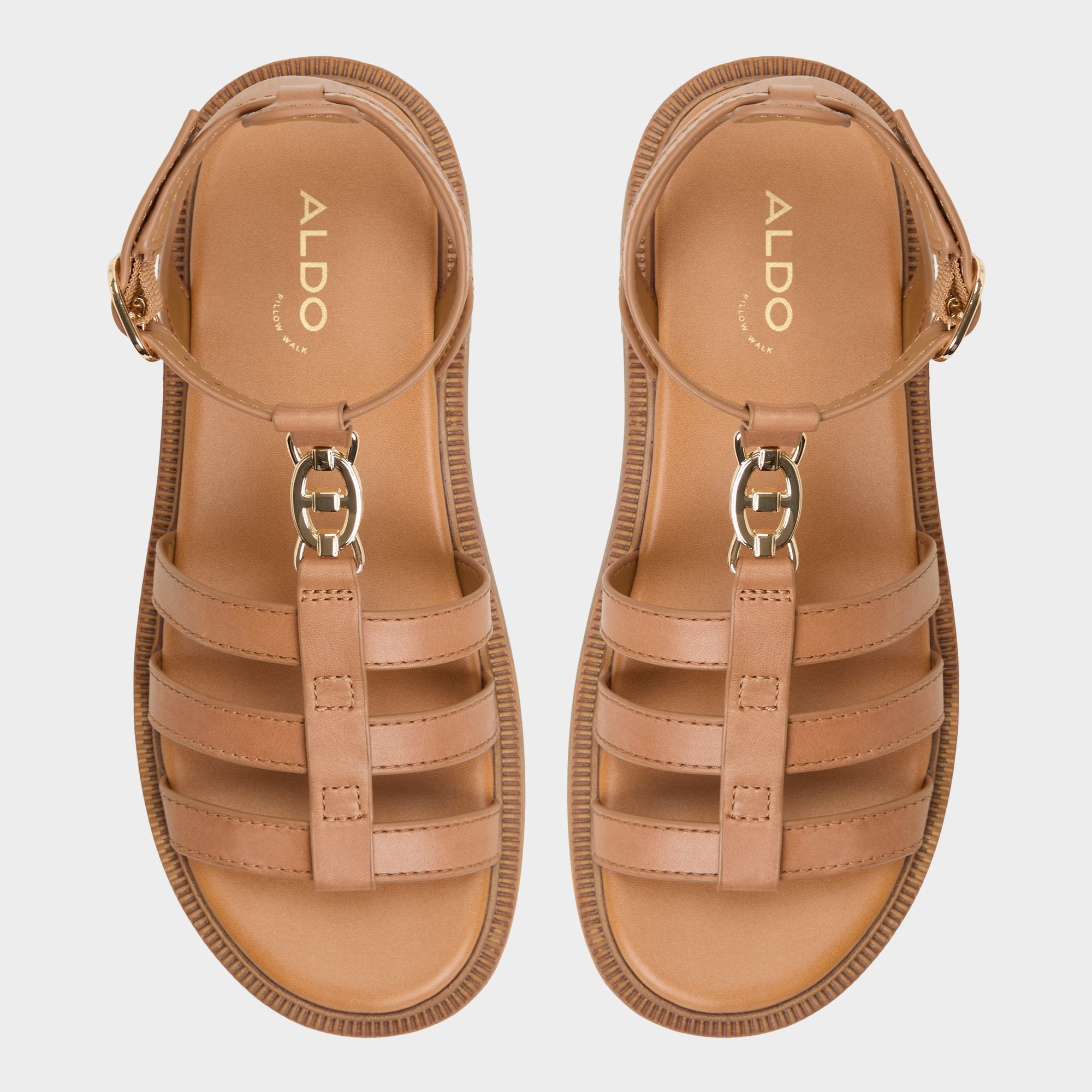 Aldo Lamington Medium Brown Women's Strappy sandals - Gladiator sandal, Lug sole