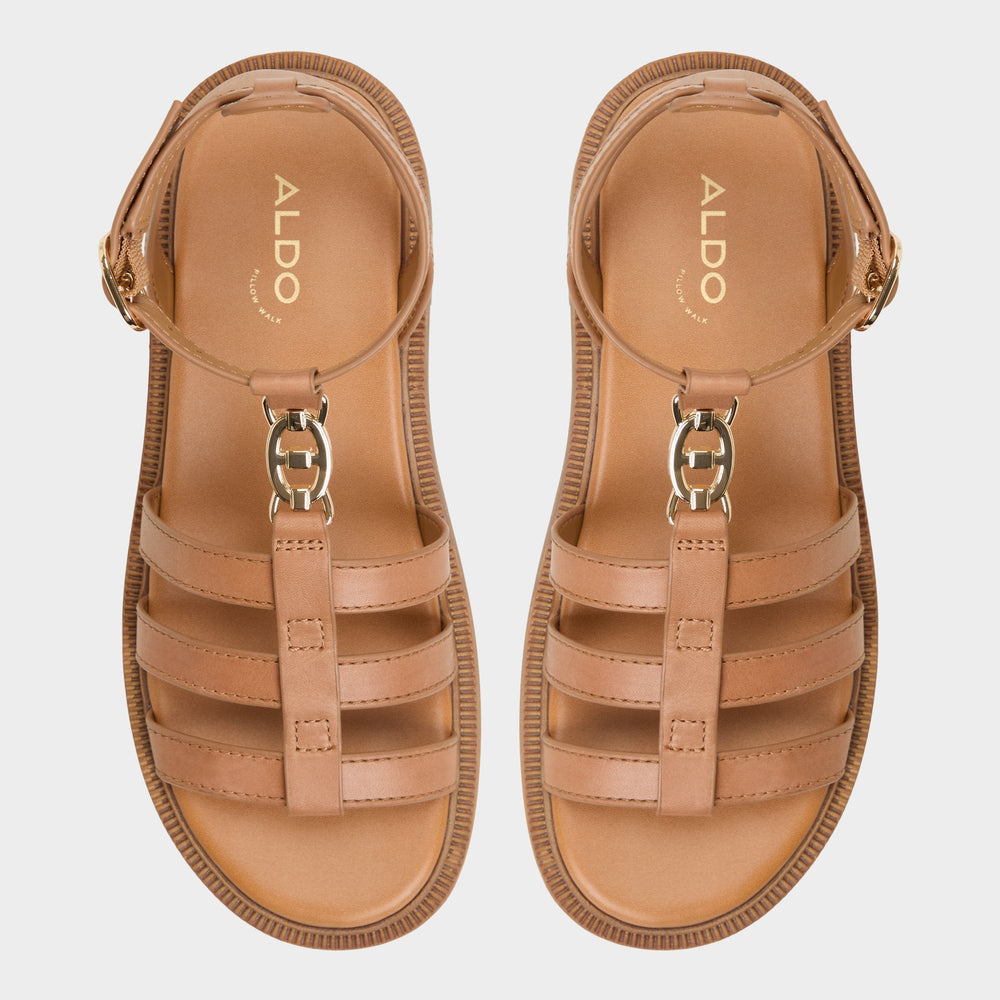 Aldo Lamington Medium Brown Women's Strappy sandals - Gladiator sandal, Lug sole