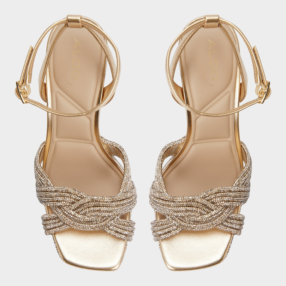 Aldo Shimma Gold Women's Iridescent metallics - Strappy heeled sandal, Platform