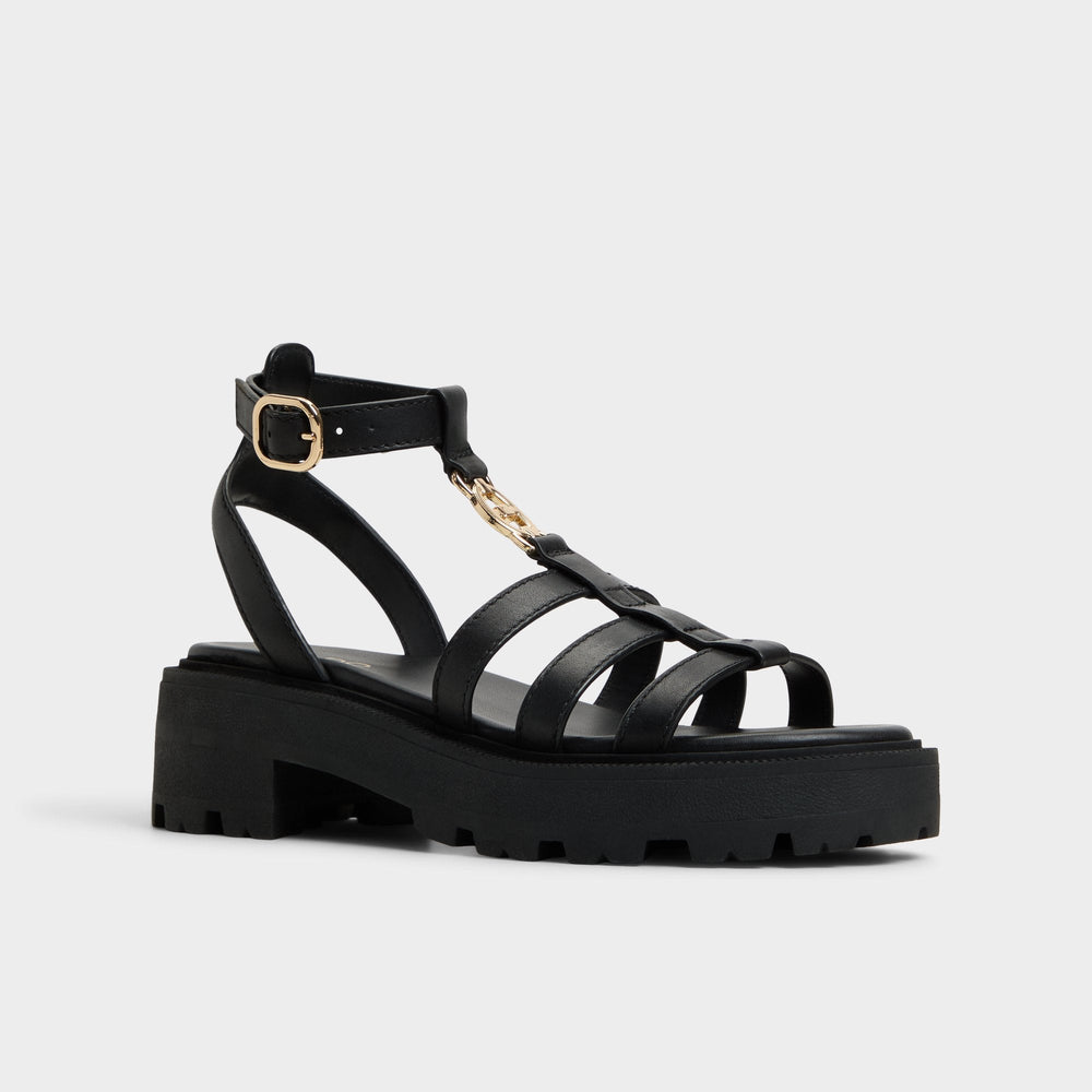 Aldo Lamington Black Women's Strappy sandals - Gladiator sandal, Lug sole