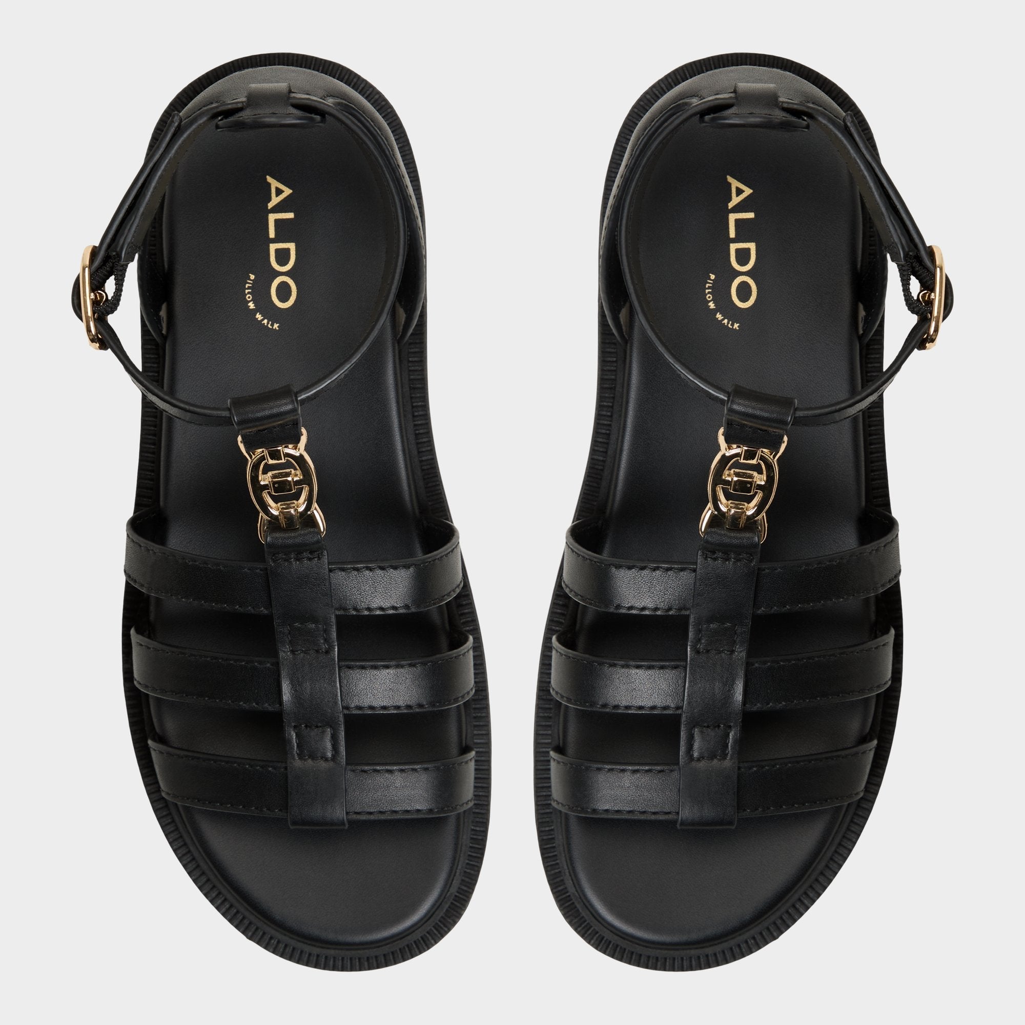 Aldo Lamington Black Women's Strappy sandals - Gladiator sandal, Lug sole