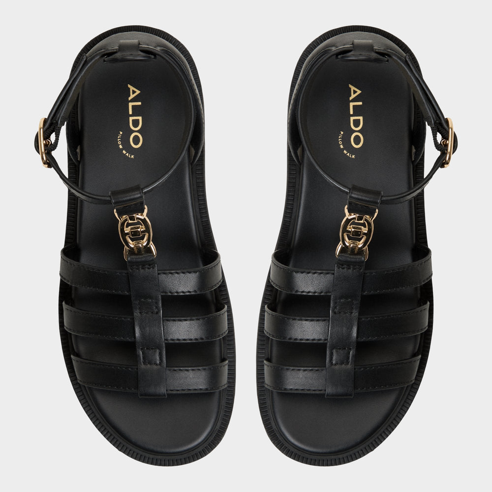 Aldo Lamington Black Women's Strappy sandals - Gladiator sandal, Lug sole