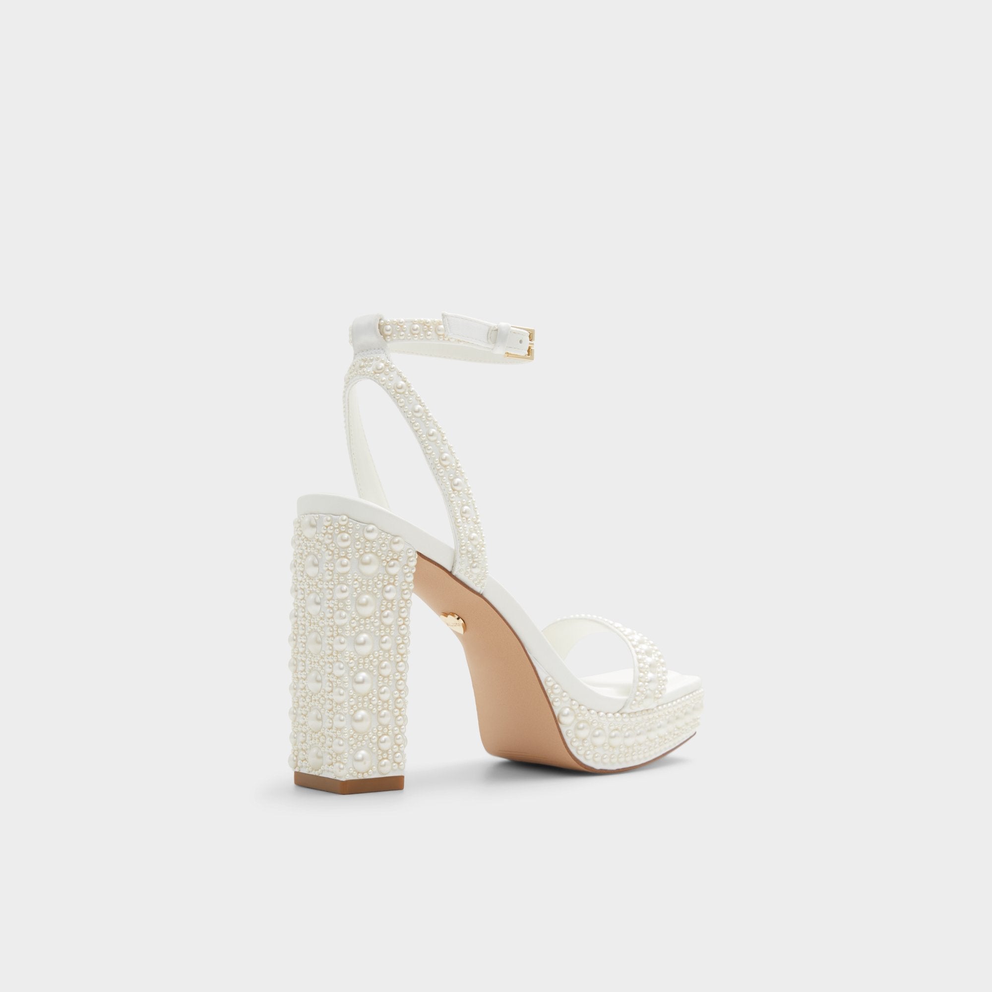 Aldo Lulu White Women's Strappy sandals - Strappy heeled sandal, Block heel