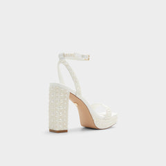 Aldo Lulu White Women's Strappy sandals - Strappy heeled sandal, Block heel