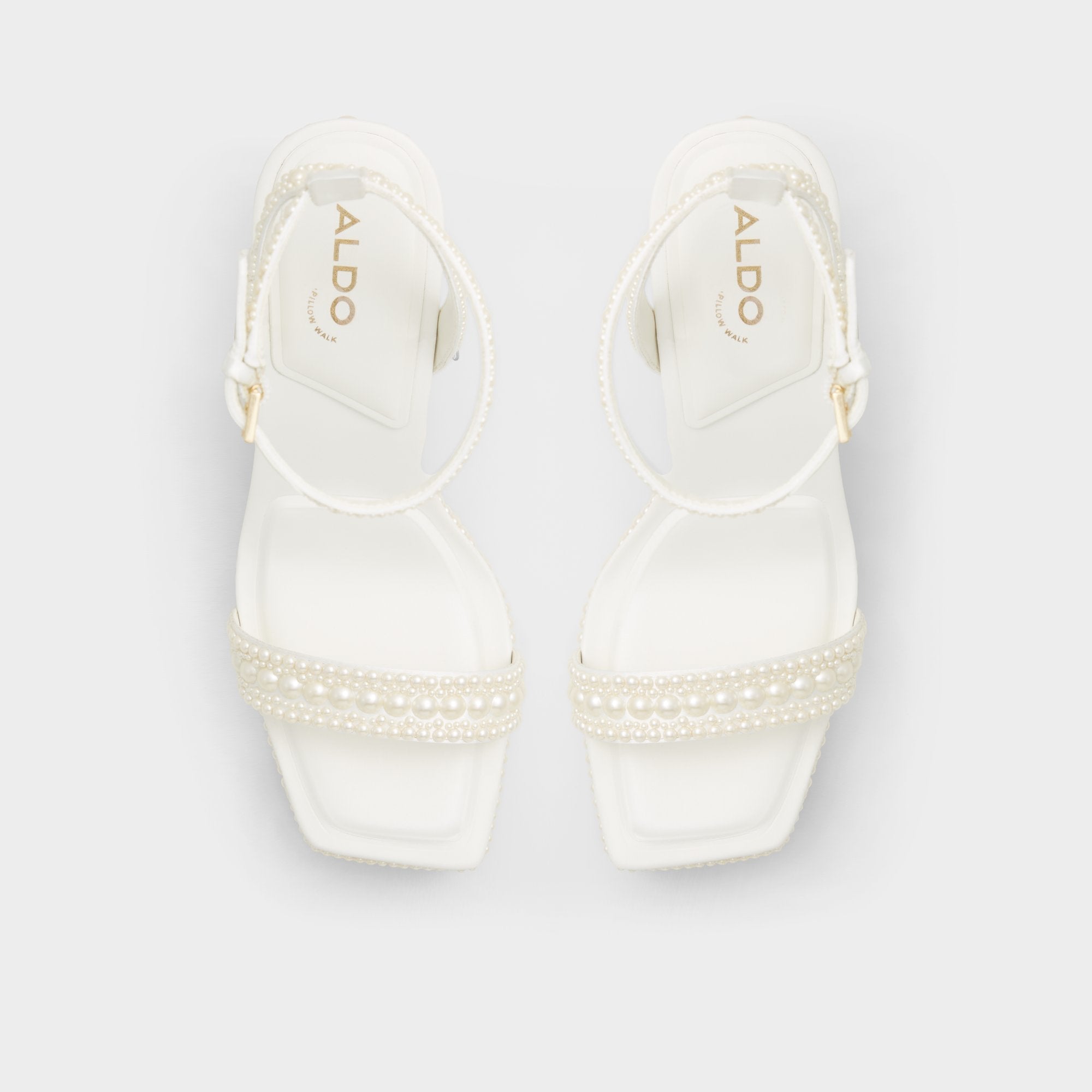 Aldo Lulu White Women's Strappy sandals - Strappy heeled sandal, Block heel
