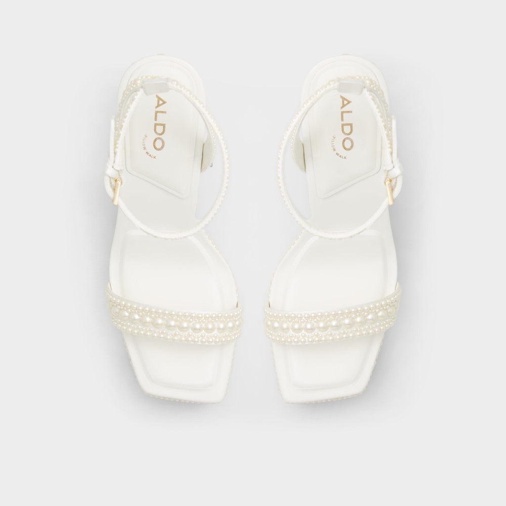 Aldo Lulu White Women's Strappy sandals - Strappy heeled sandal, Block heel