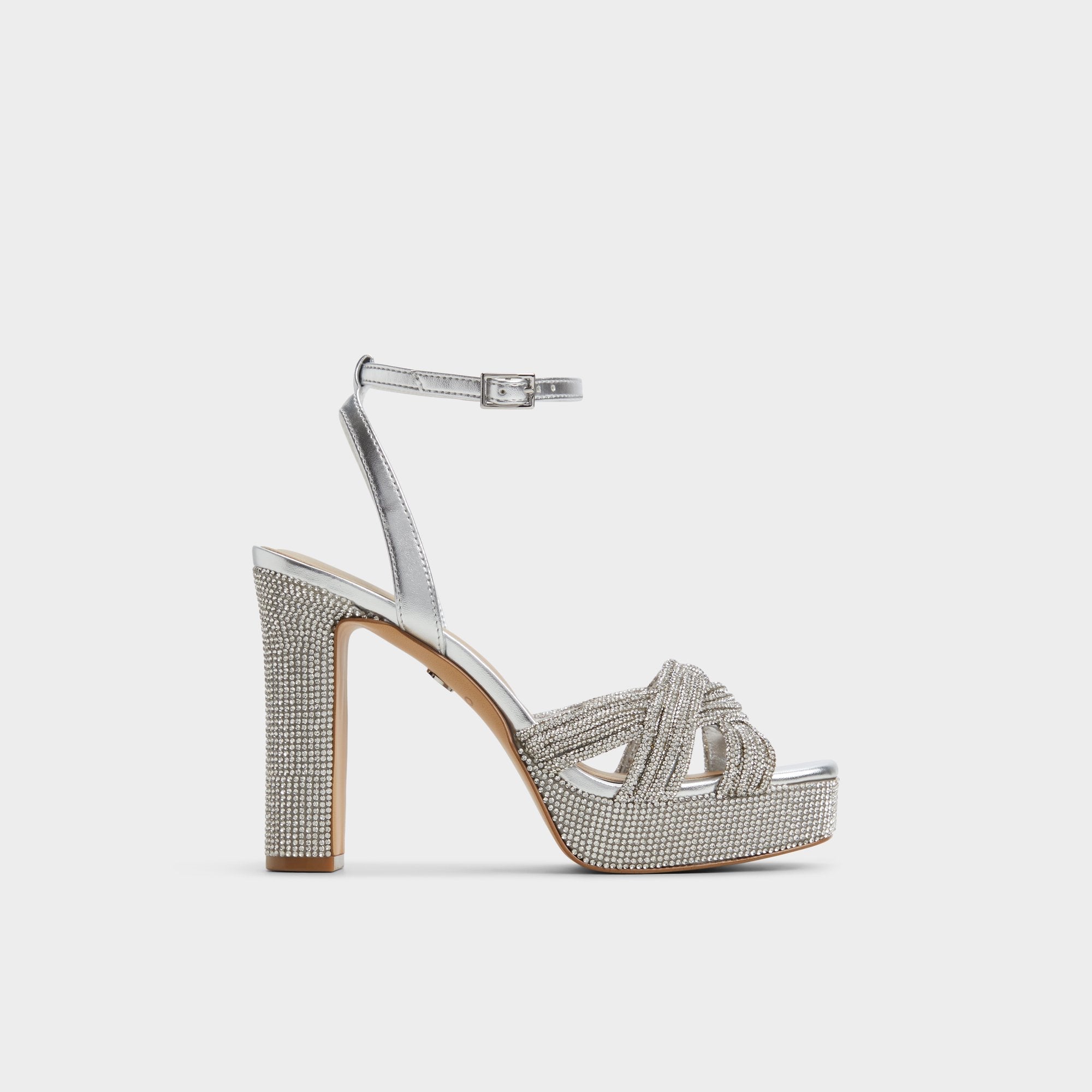 Aldo Shimma Silver Women's Iridescent metallics - Strappy heeled sandal, Platform
