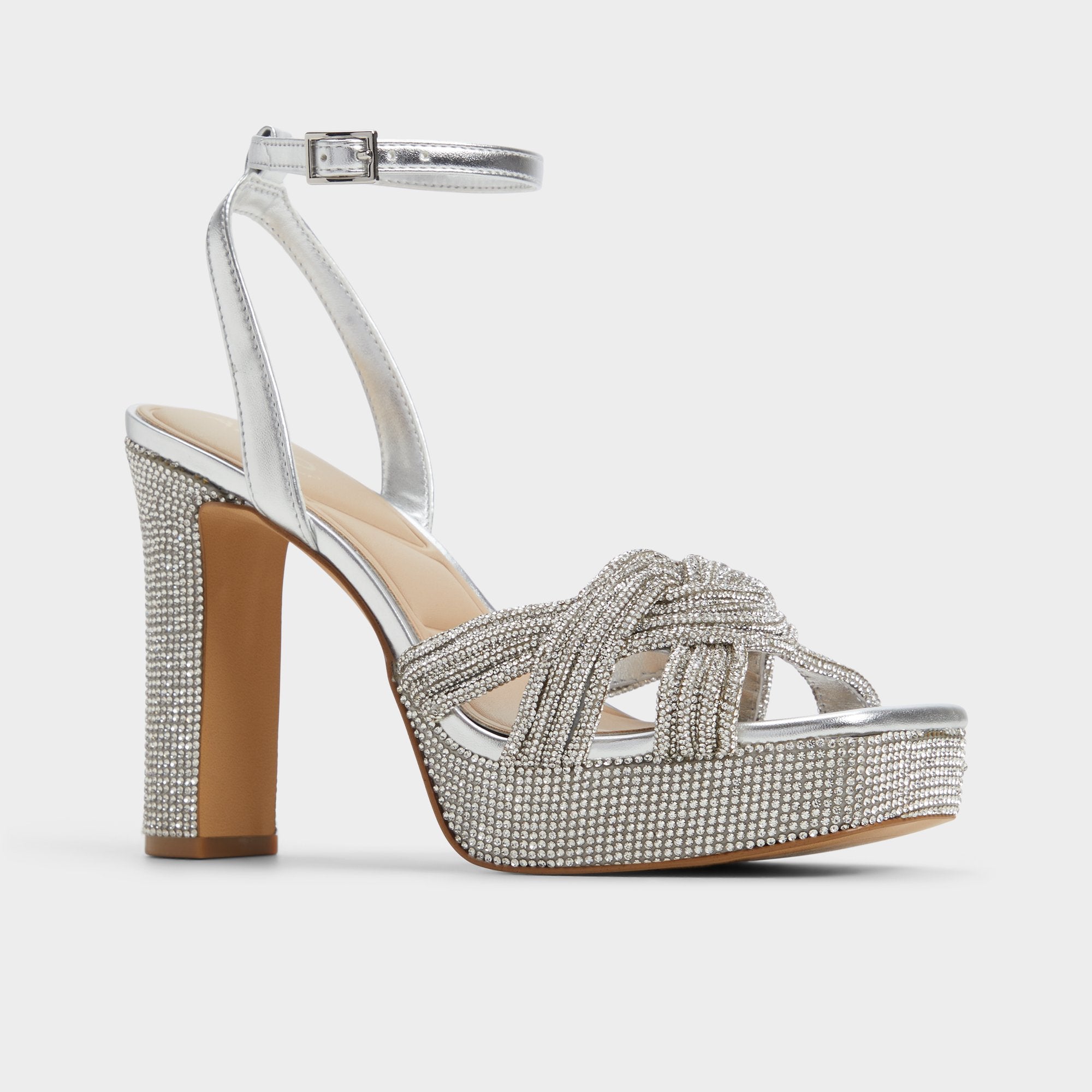 Aldo Shimma Silver Women's Iridescent metallics - Strappy heeled sandal, Platform