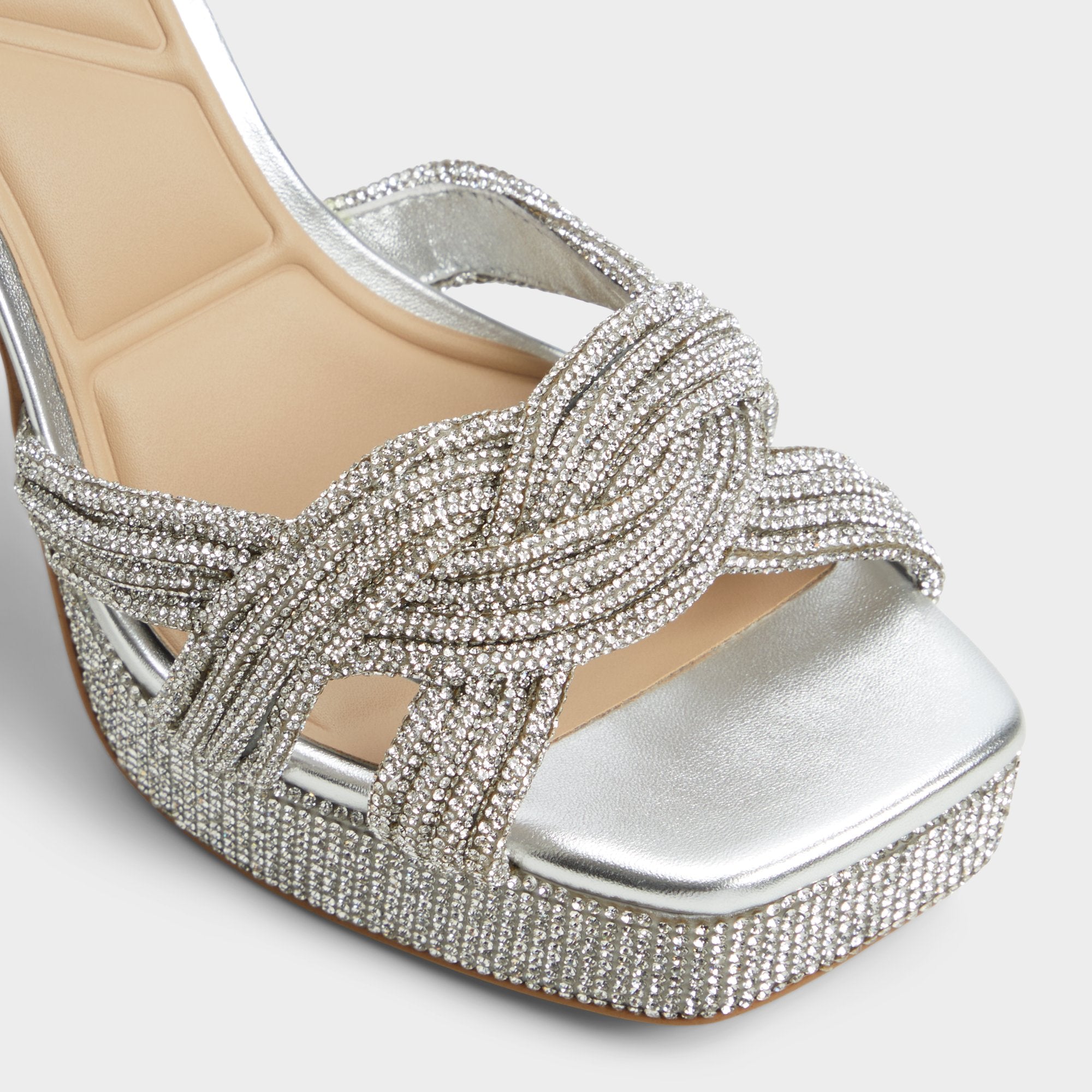 Aldo Shimma Silver Women's Iridescent metallics - Strappy heeled sandal, Platform